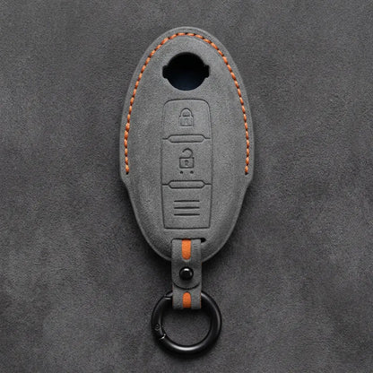 Nissan Hand-Stitched Alcantara Key Fob Cover – Oval 2-Button