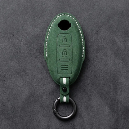Nissan Hand-Stitched Alcantara Key Fob Cover – Oval 2-Button