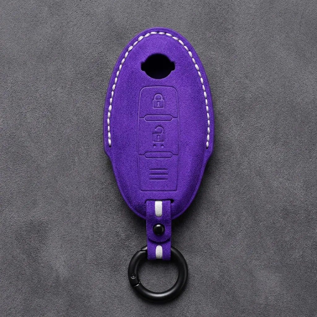 Nissan Hand-Stitched Alcantara Key Fob Cover – Oval 2-Button