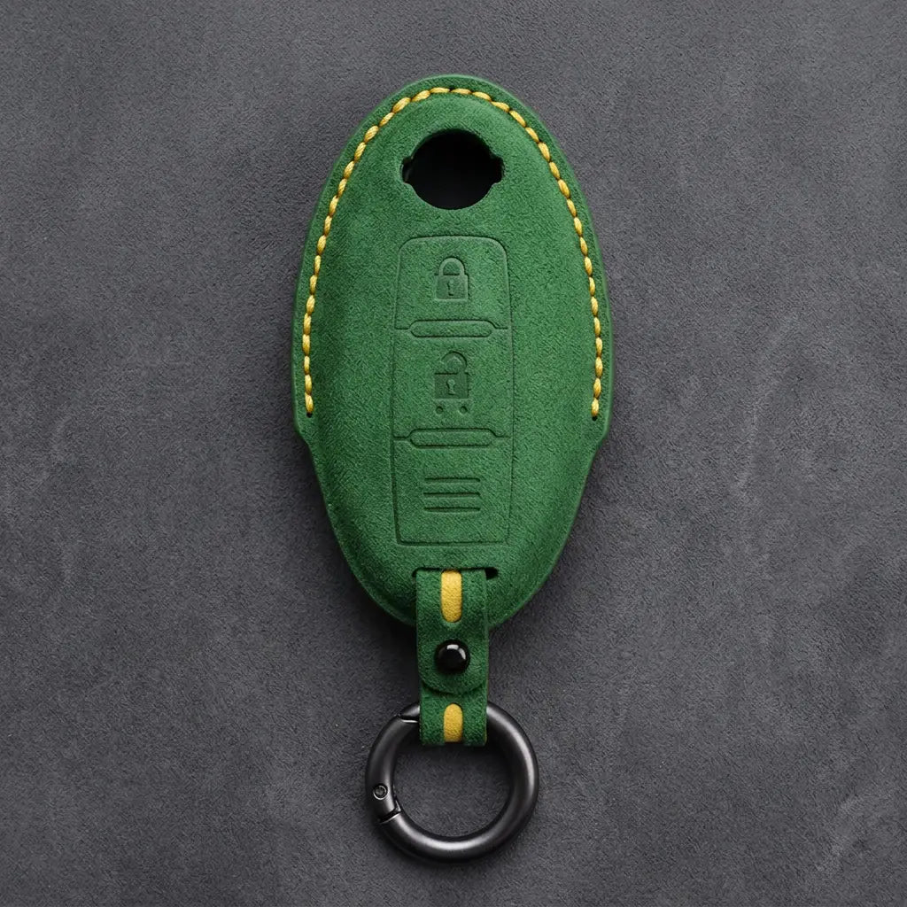 Nissan Hand-Stitched Alcantara Key Fob Cover – Oval 2-Button