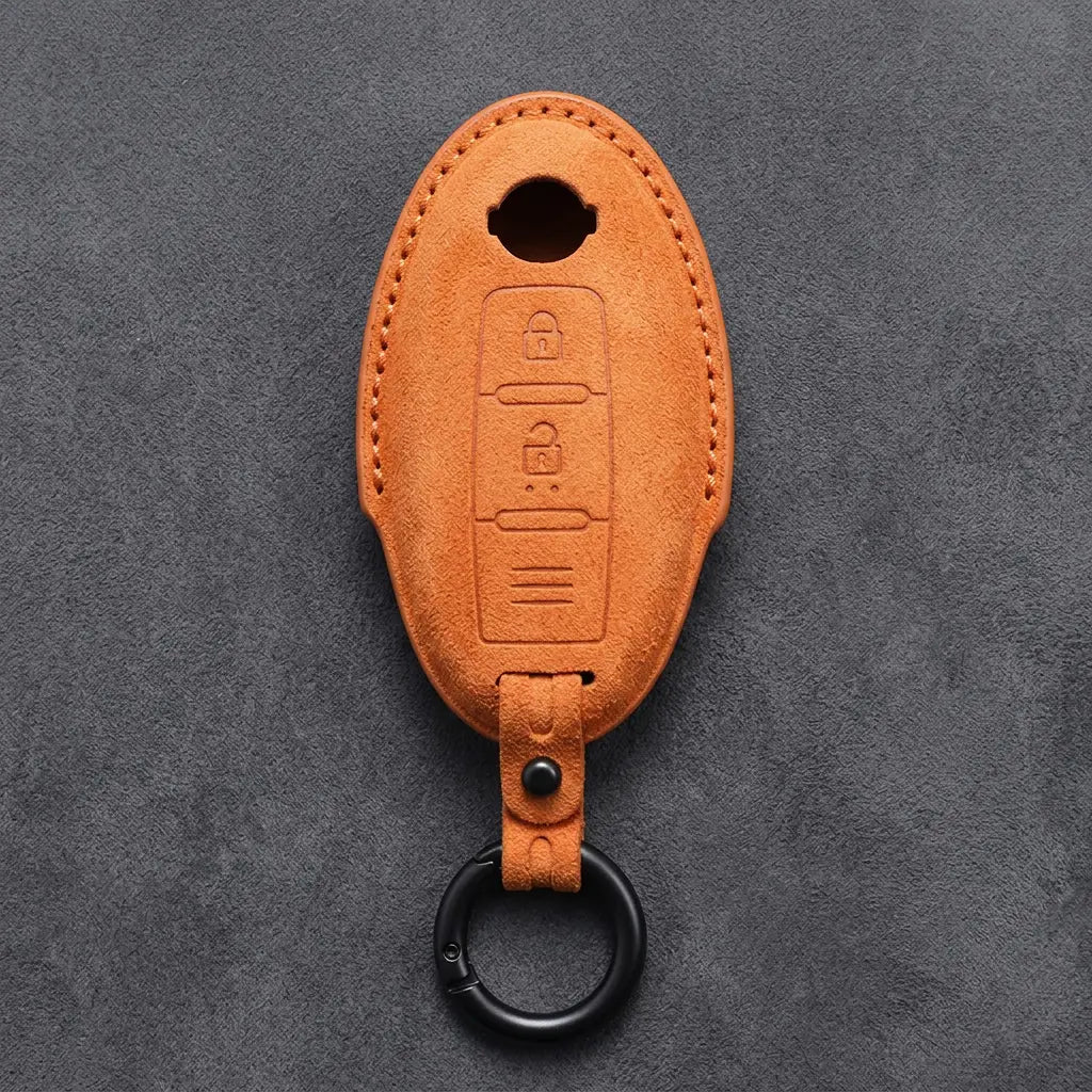 Nissan Hand-Stitched Alcantara Key Fob Cover – Oval 2-Button