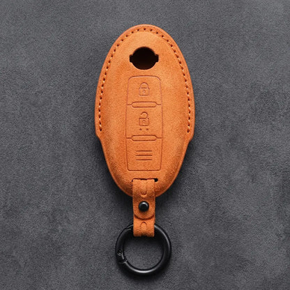 Nissan Hand-Stitched Alcantara Key Fob Cover – Oval 2-Button