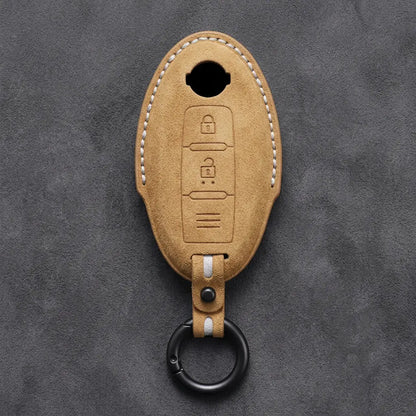 Nissan Hand-Stitched Alcantara Key Fob Cover – Oval 2-Button