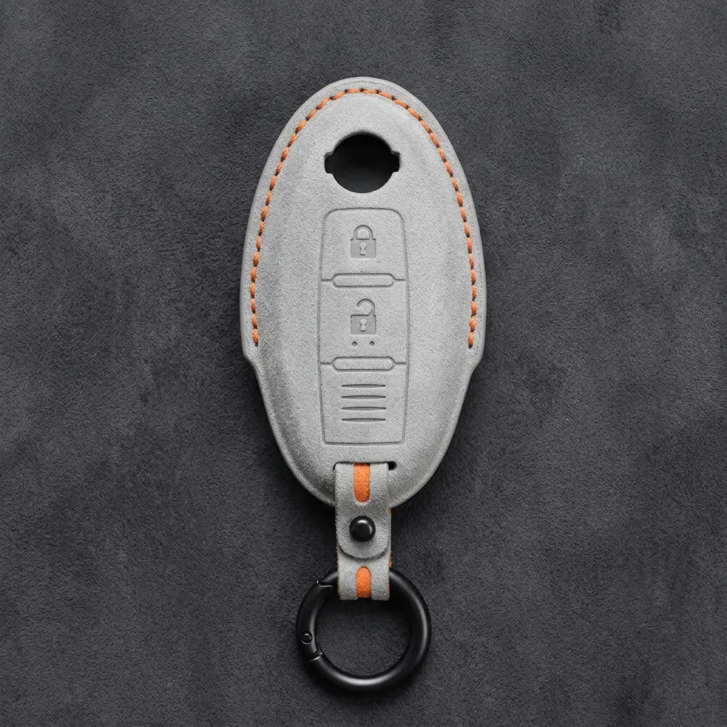 Nissan Hand-Stitched Alcantara Key Fob Cover – Oval 2-Button