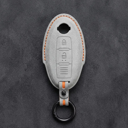 Nissan Hand-Stitched Alcantara Key Fob Cover – Oval 2-Button