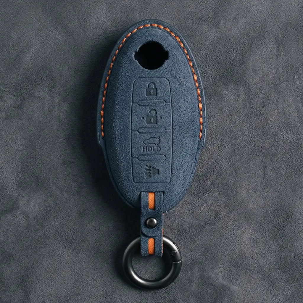 Nissan Hand-Stitched Alcantara Key Fob Cover – Oval 4-Button