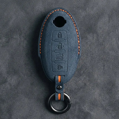 Nissan Hand-Stitched Alcantara Key Fob Cover – Oval 4-Button