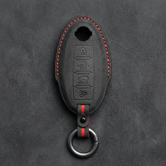 Nissan Hand-Stitched Alcantara Key Fob Cover – Oval 4-Button