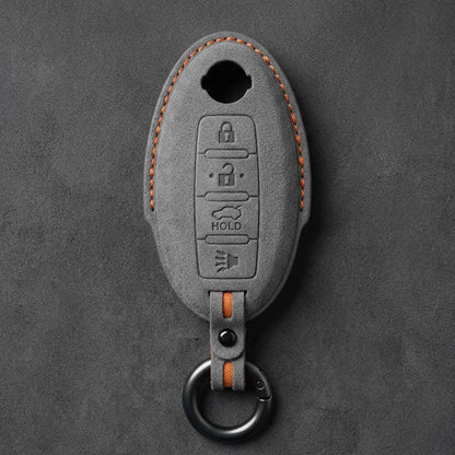 Nissan Hand-Stitched Alcantara Key Fob Cover – Oval 4-Button