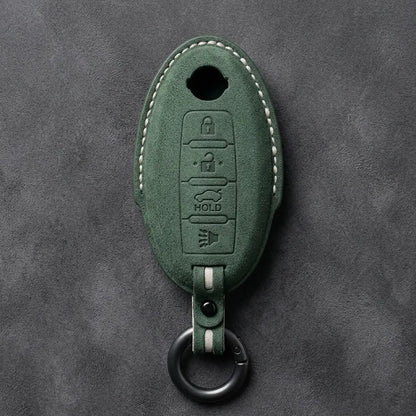 Nissan Hand-Stitched Alcantara Key Fob Cover – Oval 4-Button