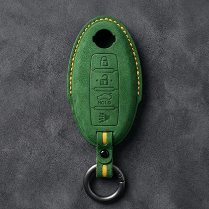 Nissan Hand-Stitched Alcantara Key Fob Cover – Oval 4-Button