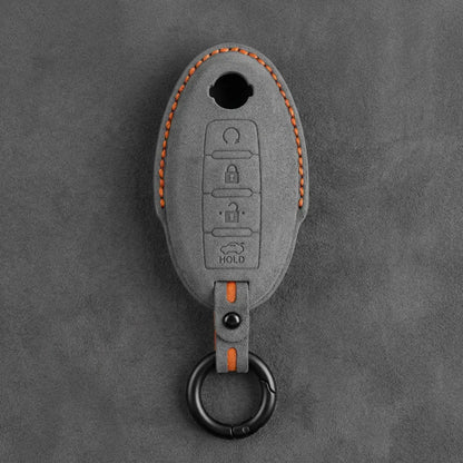 Nissan Hand-Stitched Alcantara Key Fob Cover – Oval 4-Button Remote Start