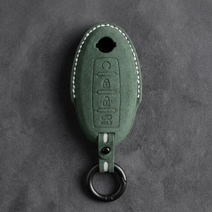 Nissan Hand-Stitched Alcantara Key Fob Cover – Oval 4-Button Remote Start