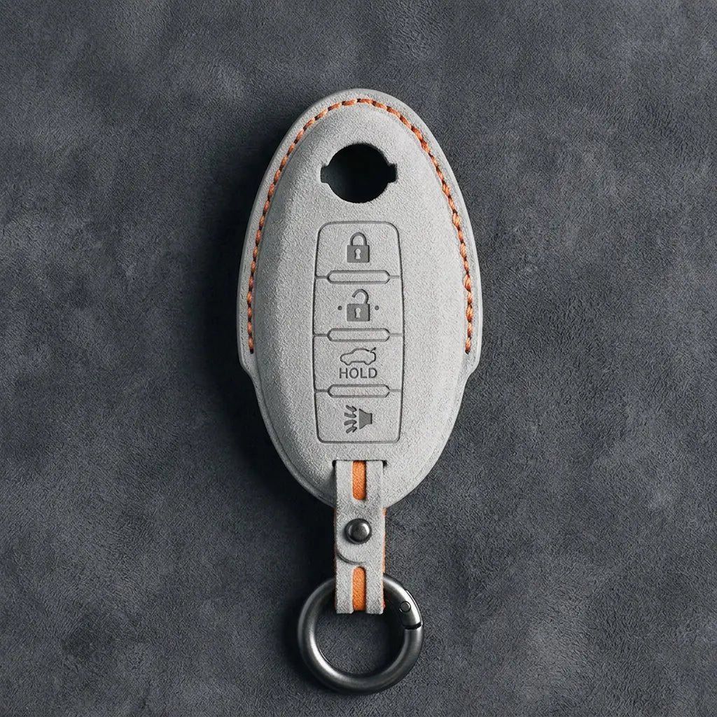 Nissan Hand-Stitched Alcantara Key Fob Cover – Oval 4-Button