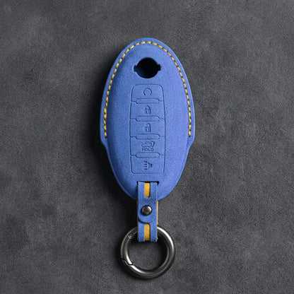 Nissan Hand-Stitched Alcantara Key Fob Cover – Oval 5-Button