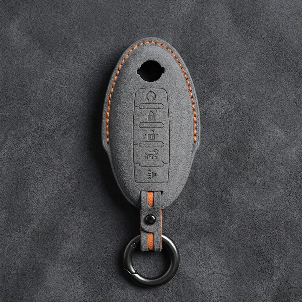 Nissan Hand-Stitched Alcantara Key Fob Cover – Oval 5-Button