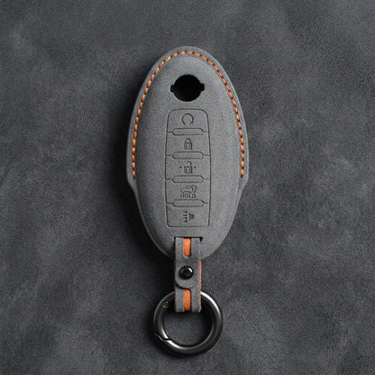 Nissan Hand-Stitched Alcantara Key Fob Cover – Oval 5-Button