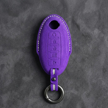 Nissan Hand-Stitched Alcantara Key Fob Cover – Oval 5-Button