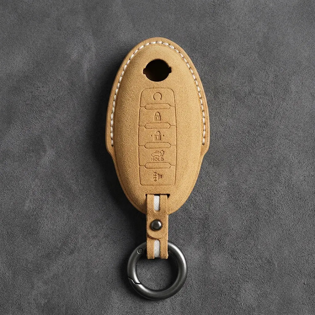 Nissan Hand-Stitched Alcantara Key Fob Cover – Oval 5-Button