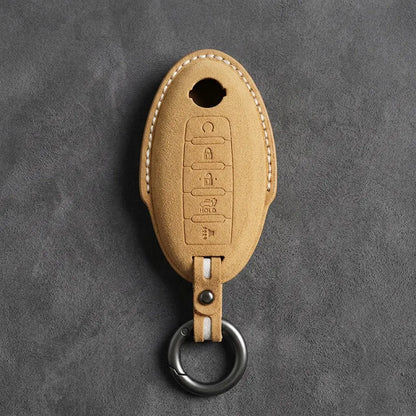 Nissan Hand-Stitched Alcantara Key Fob Cover – Oval 5-Button