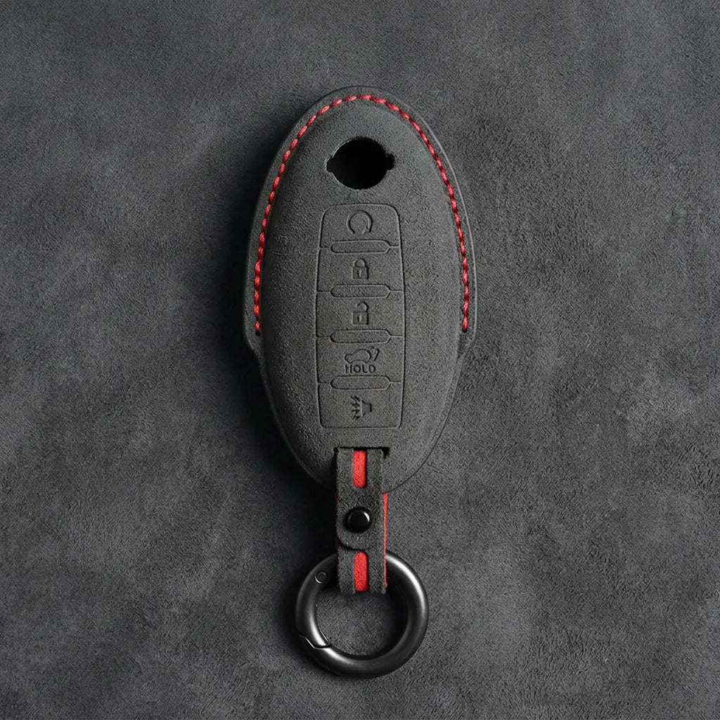 Nissan Hand-Stitched Alcantara Key Fob Cover – Oval 5-Button