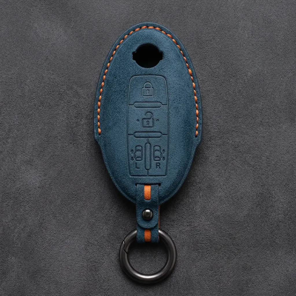 Nissan Hand-Stitched Alcantara Key Fob Cover – Oval Dual Sliding Doors