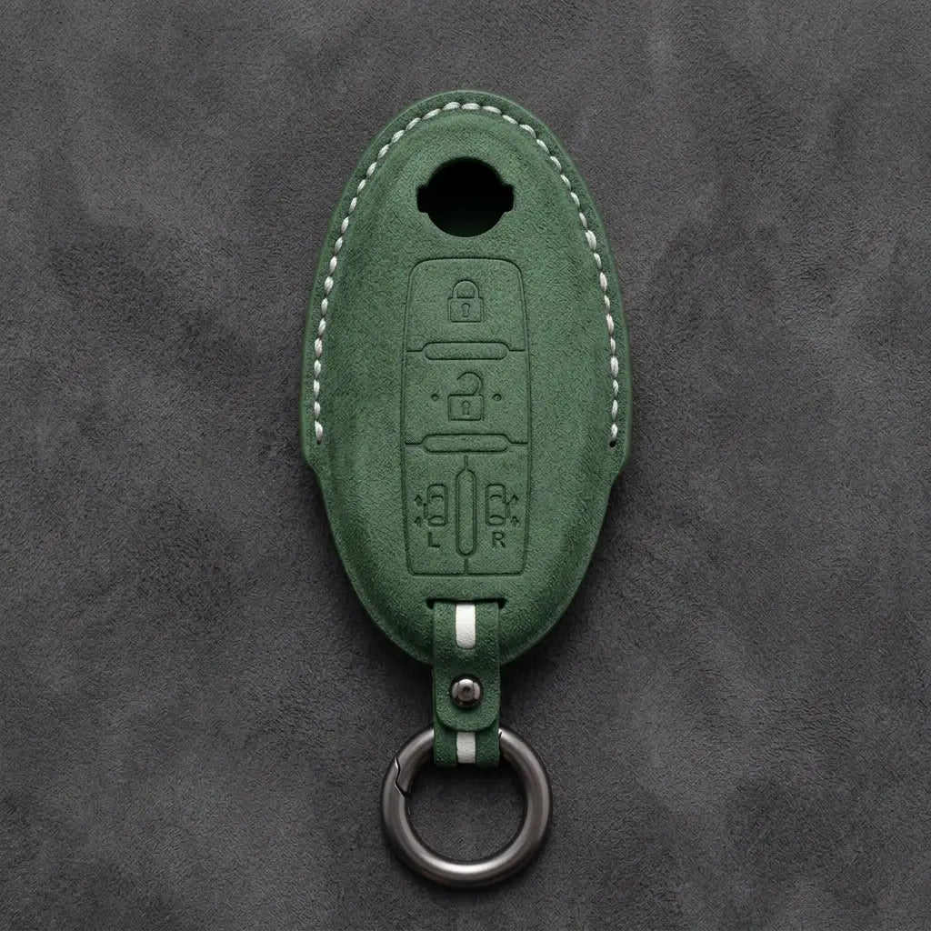 Nissan Hand-Stitched Alcantara Key Fob Cover – Oval Dual Sliding Doors