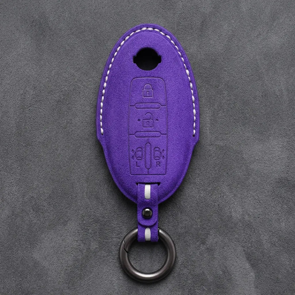 Nissan Hand-Stitched Alcantara Key Fob Cover – Oval Dual Sliding Doors