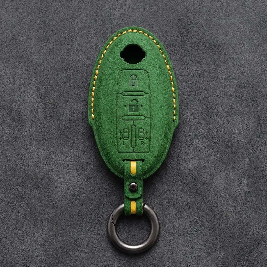 Nissan Hand-Stitched Alcantara Key Fob Cover – Oval Dual Sliding Doors