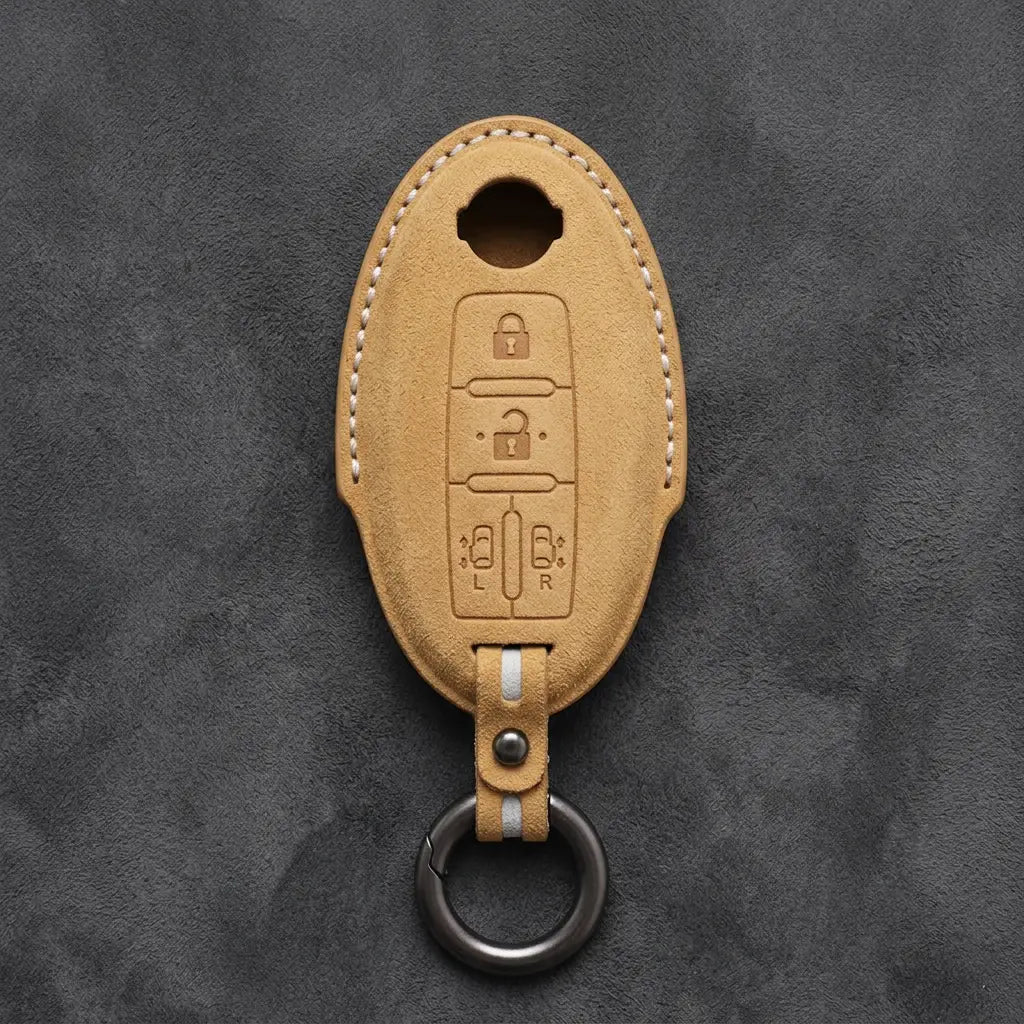 Nissan Hand-Stitched Alcantara Key Fob Cover – Oval Dual Sliding Doors