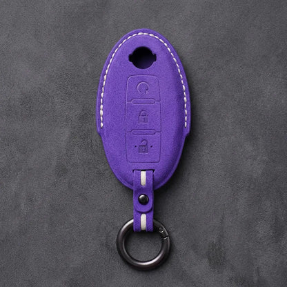 Nissan Hand-Stitched Alcantara Key Fob Cover – Oval Remote Start