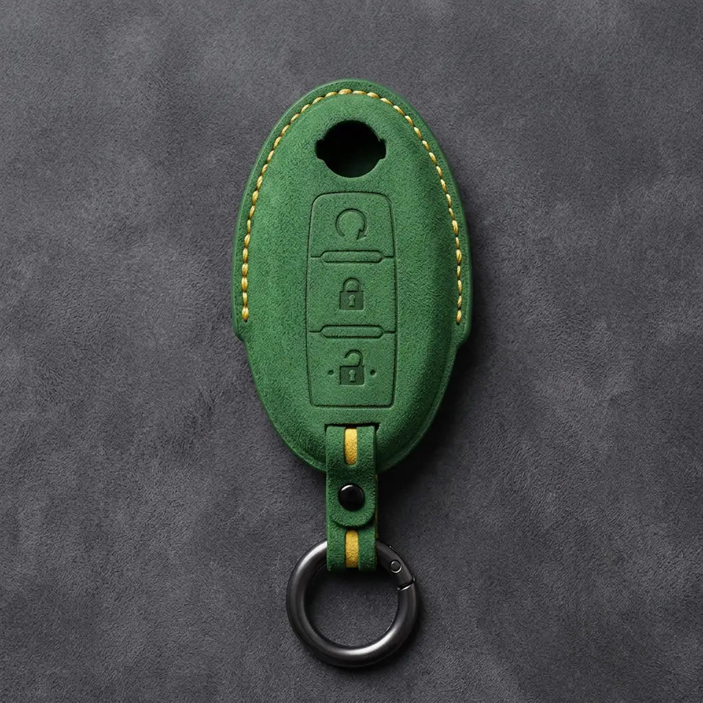 Nissan Hand-Stitched Alcantara Key Fob Cover – Oval Remote Start