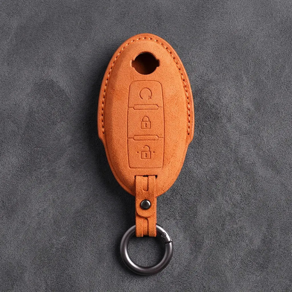 Nissan Hand-Stitched Alcantara Key Fob Cover – Oval Remote Start