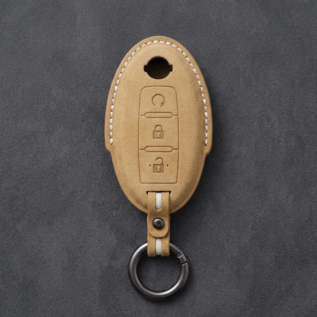Nissan Hand-Stitched Alcantara Key Fob Cover – Oval Remote Start