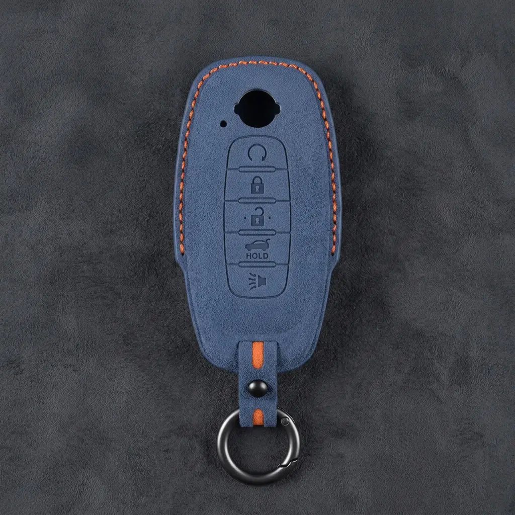 Nissan Hand-Stitched Alcantara Key Fob Cover – Teardrop Logo Cutout