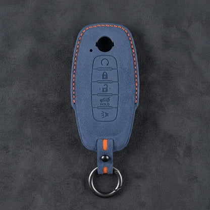 Nissan Hand-Stitched Alcantara Key Fob Cover – Teardrop Logo Cutout