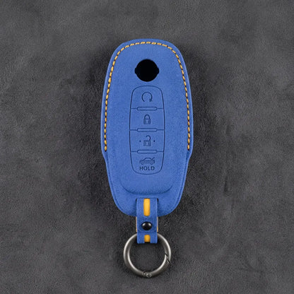 Nissan Hand-Stitched Alcantara Key Fob Cover – Teardrop Logo Cutout