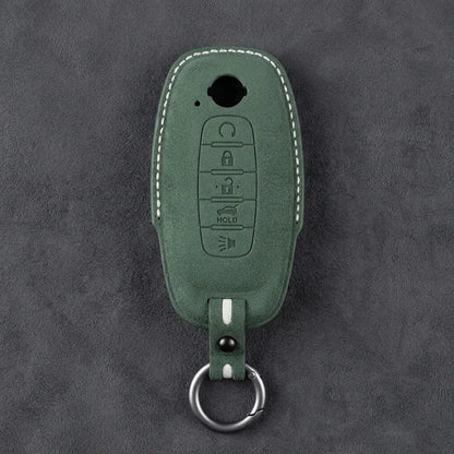 Nissan Hand-Stitched Alcantara Key Fob Cover – Teardrop Logo Cutout