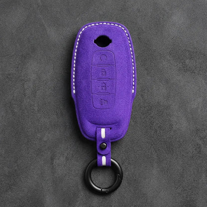 Nissan Hand-Stitched Alcantara Key Fob Cover – Teardrop Logo Cutout
