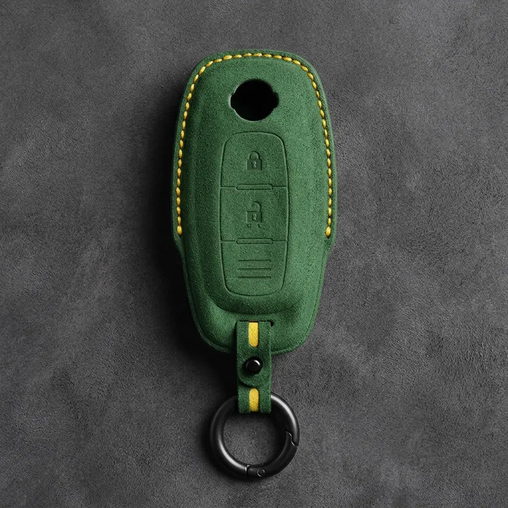Nissan Hand-Stitched Alcantara Key Fob Cover – Teardrop Logo Cutout