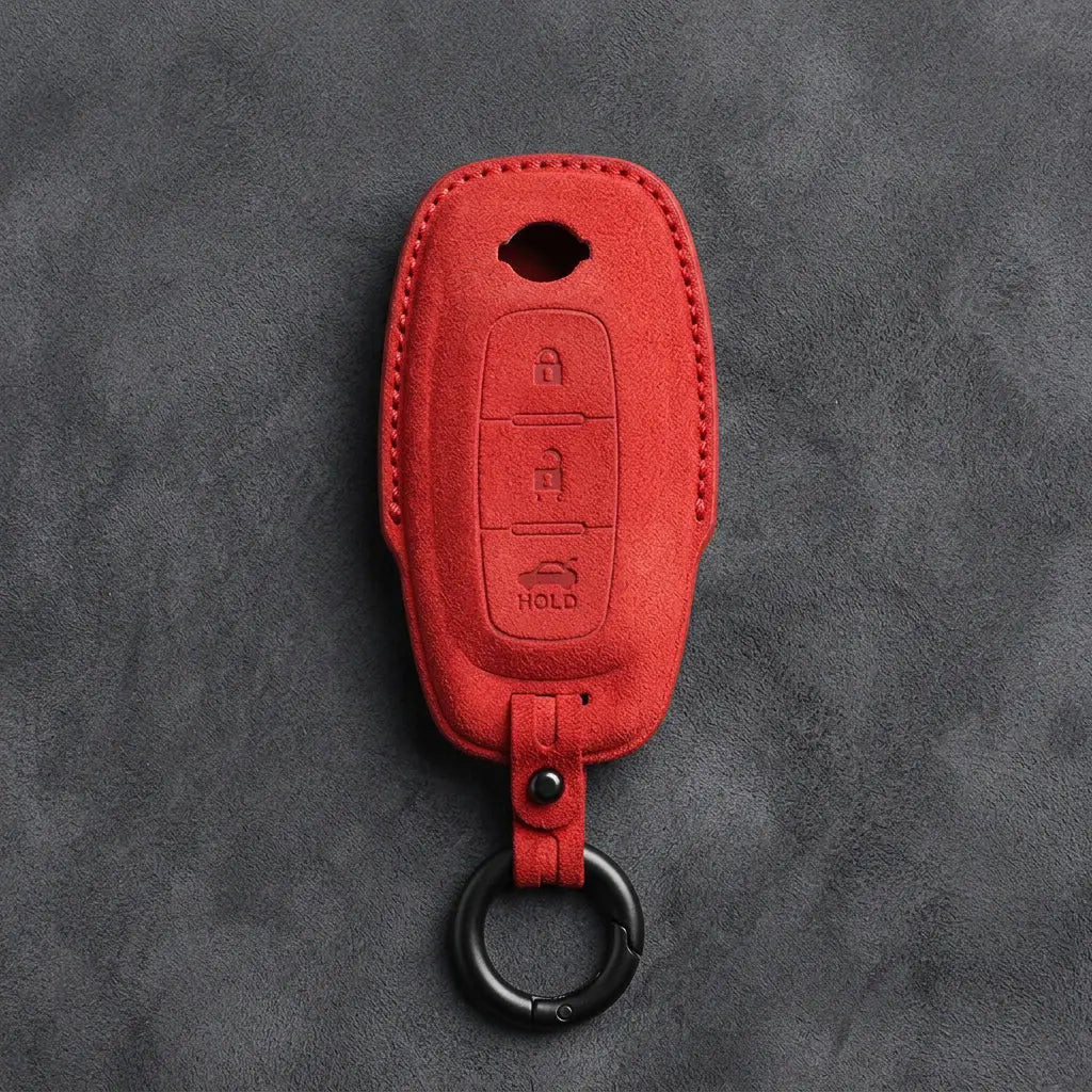 Nissan Hand-Stitched Alcantara Key Fob Cover – Teardrop Logo Cutout