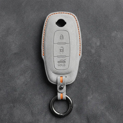 Nissan Hand-Stitched Alcantara Key Fob Cover – Teardrop Logo Cutout