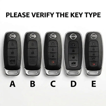 Nissan Hand-Stitched Alcantara Key Fob Cover – Teardrop Logo Cutout