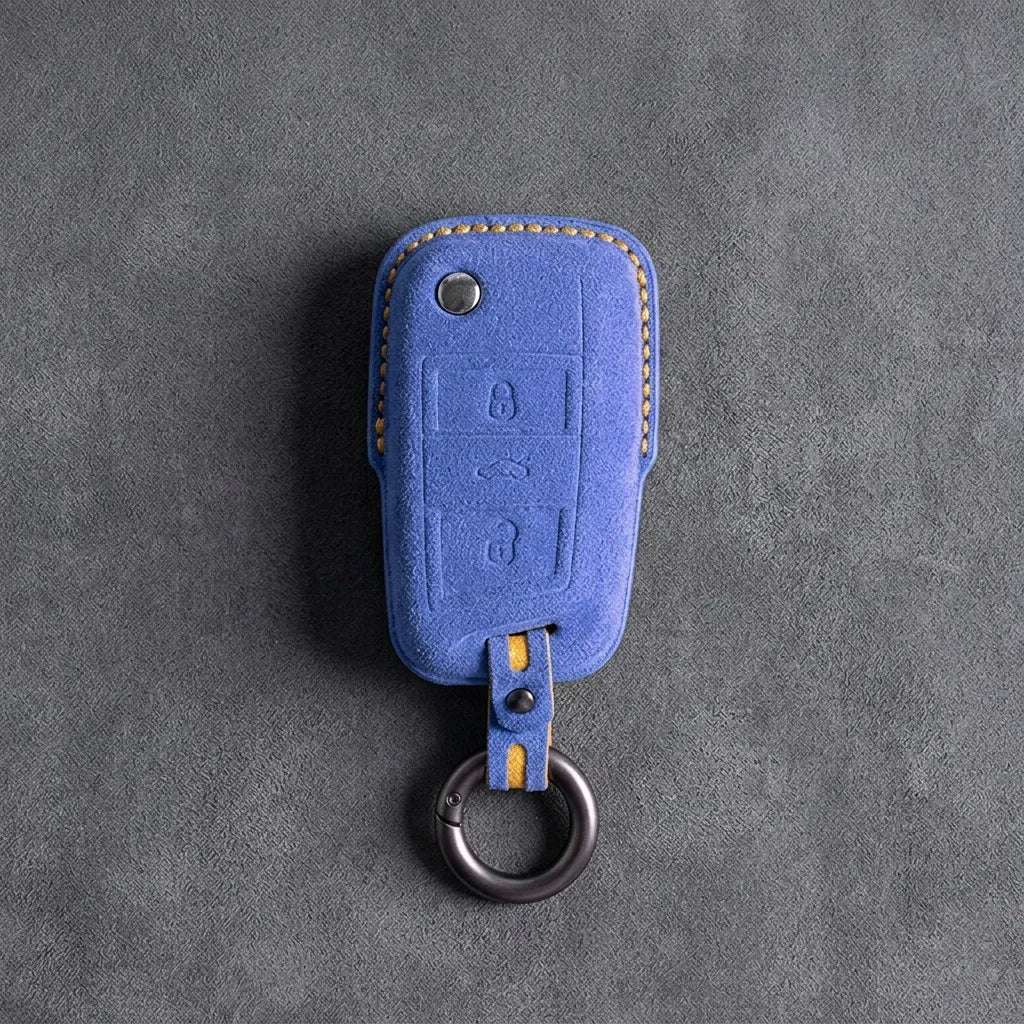 Opel Hand-Stitched Alcantara Key Fob Cover – Geometric Smart Key 3-Button