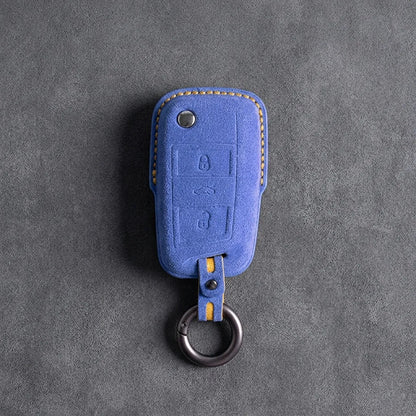 Opel Hand-Stitched Alcantara Key Fob Cover – Geometric Smart Key 3-Button