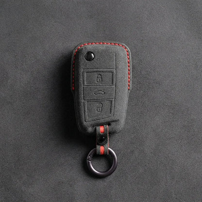 Opel Hand-Stitched Alcantara Key Fob Cover – Geometric Smart Key 3-Button