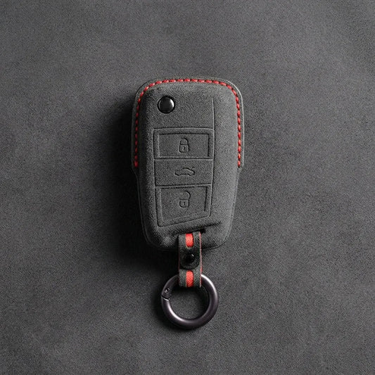 Opel Hand-Stitched Alcantara Key Fob Cover – Geometric Smart Key 3-Button