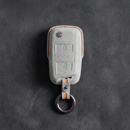Opel Hand-Stitched Alcantara Key Fob Cover – Geometric Smart Key 3-Button