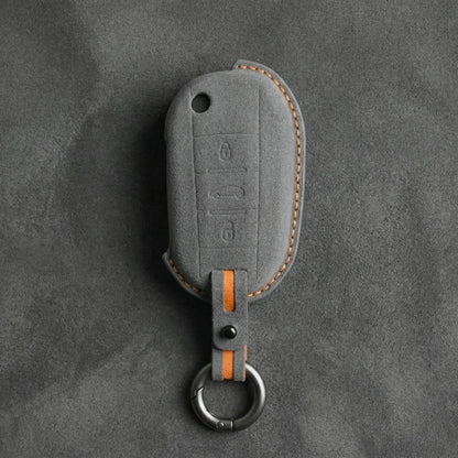 Peugeot Hand-Stitched Alcantara Key Fob Cover - Angular Flip Key 3-Button