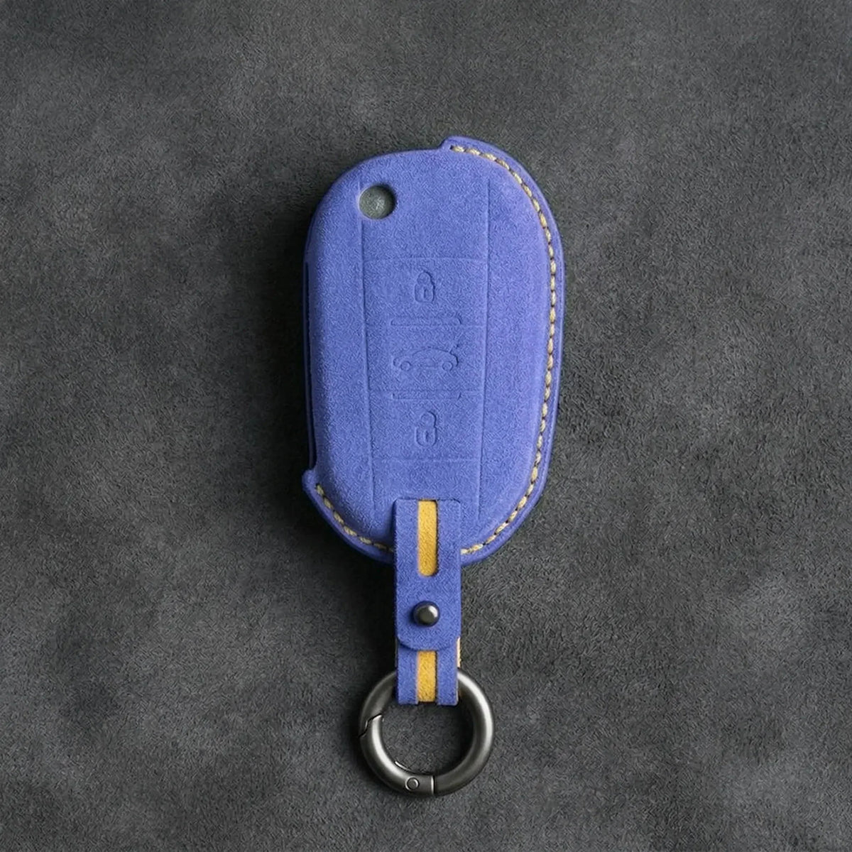 Peugeot Hand-Stitched Alcantara Key Fob Cover - Angular Flip Key 3-Button